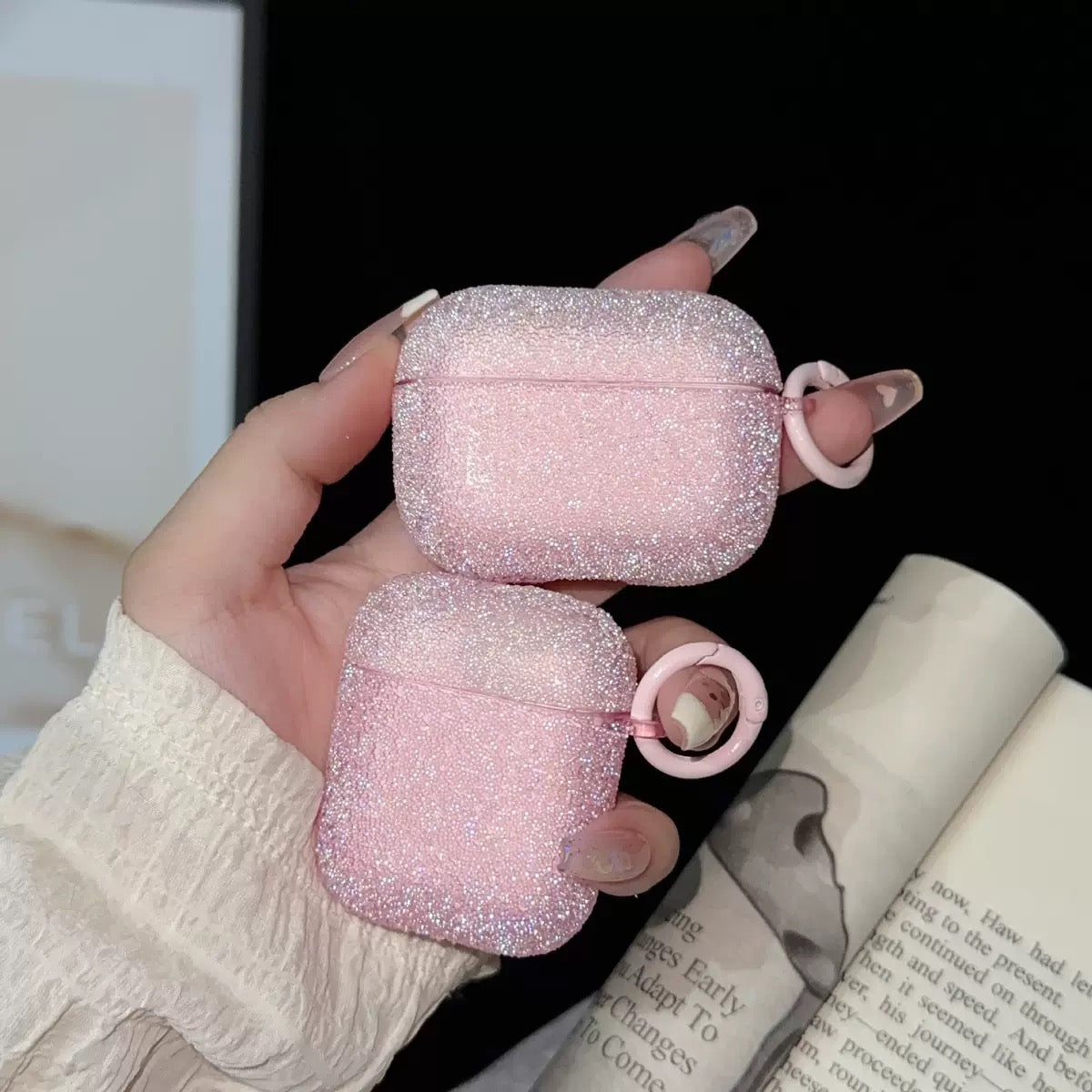 Fuzzy Glitter AirPods Case with Buckle