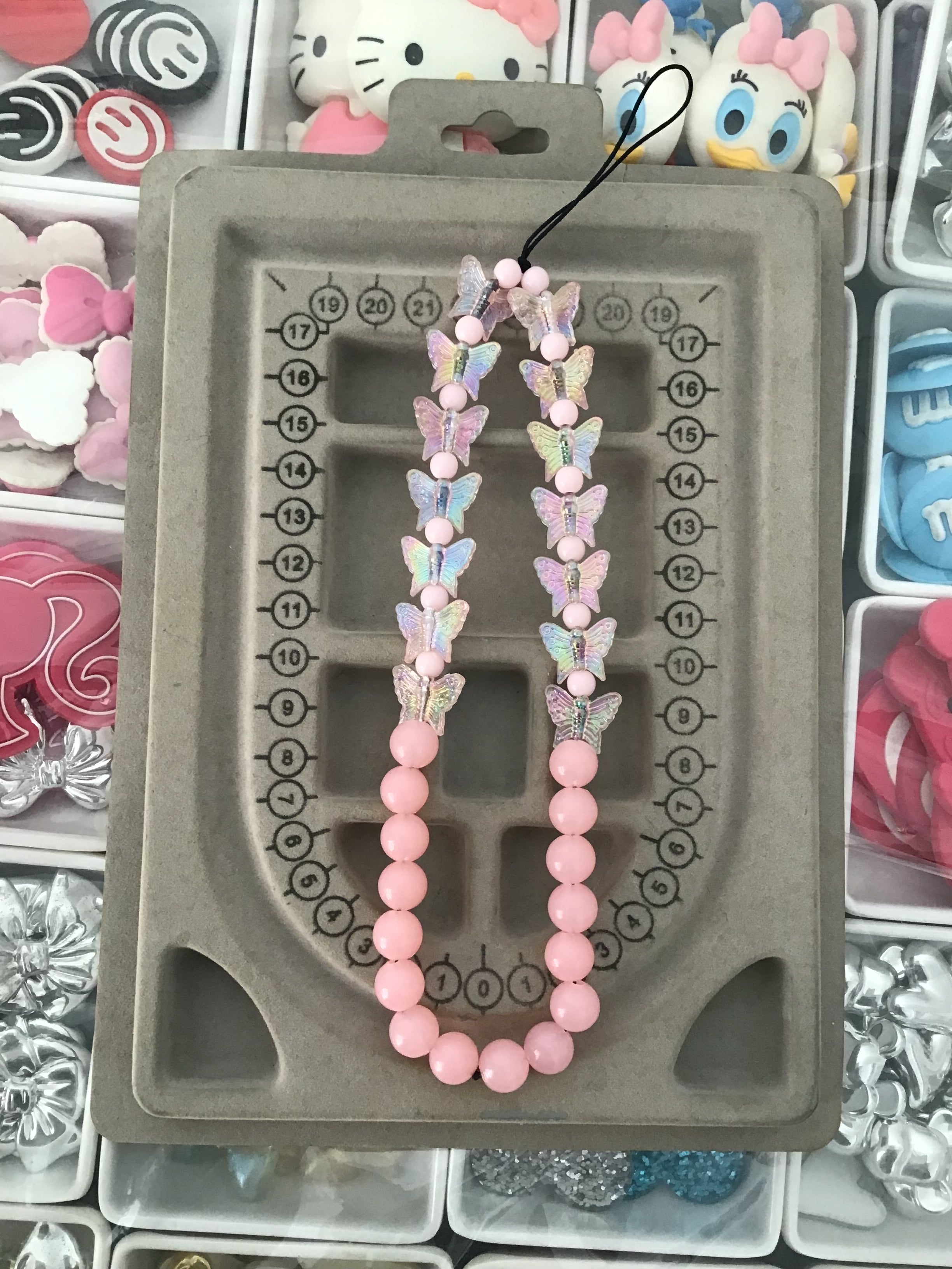 Pink Butterfly Phone Charm