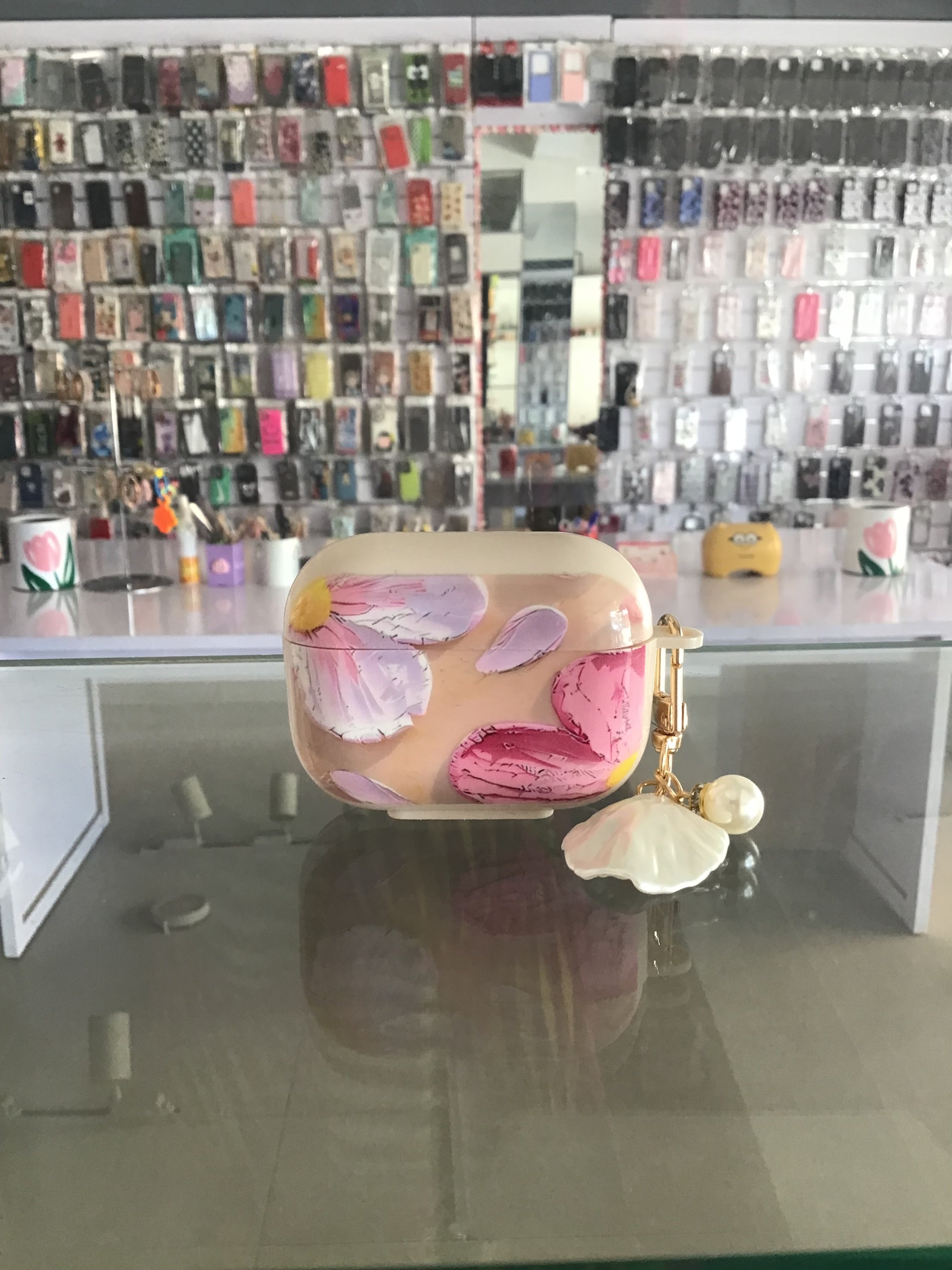 Floral Charm AirPods Case – Petals & Pearl Edition