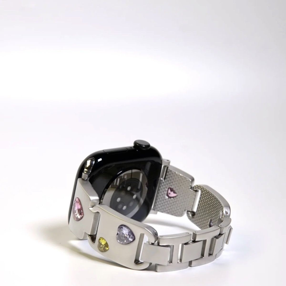 Heart Shaped pink diamond Heart Watch Band