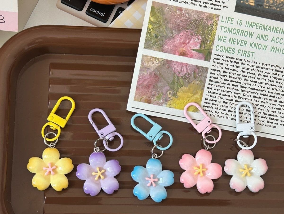 Solid Color Cherry Blossom Keychain