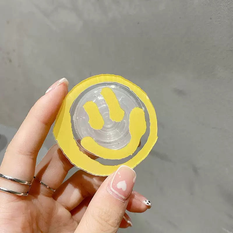 Acrylic Transparent Smiley Face Airbag Stand Phone Grip