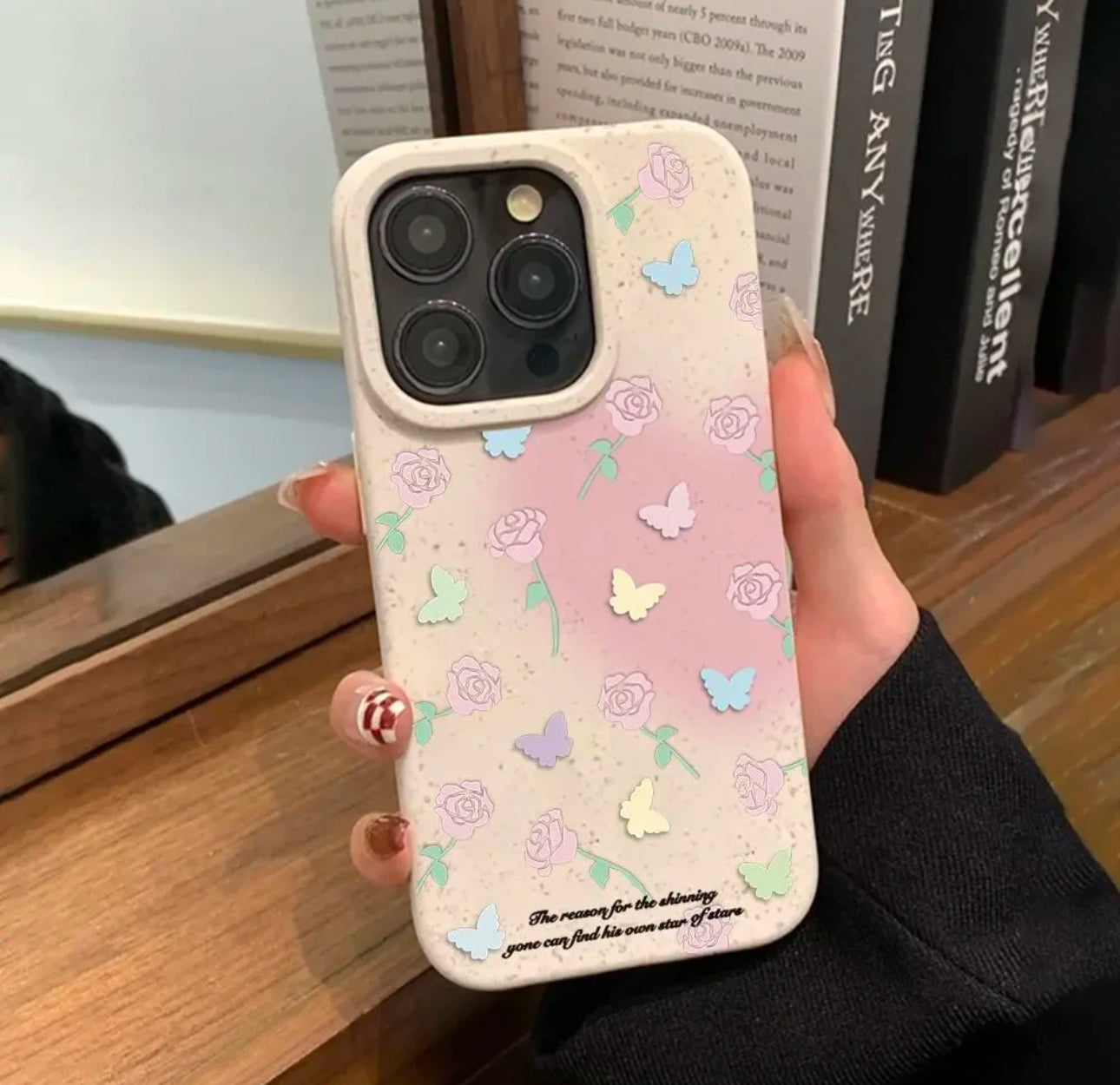 Butterfly rose flower case For Iphone