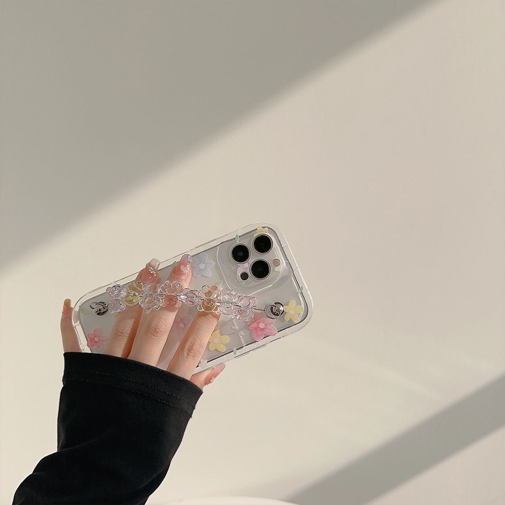 Floral phone case with strap for iPhones