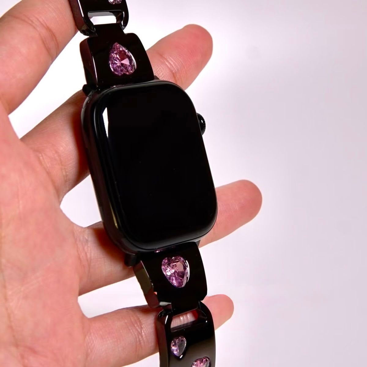 Heart Shaped pink diamond Heart Watch Band