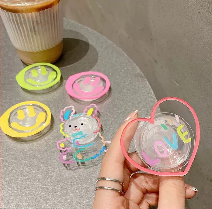 Acrylic Transparent Smiley Face Airbag Stand Phone Grip