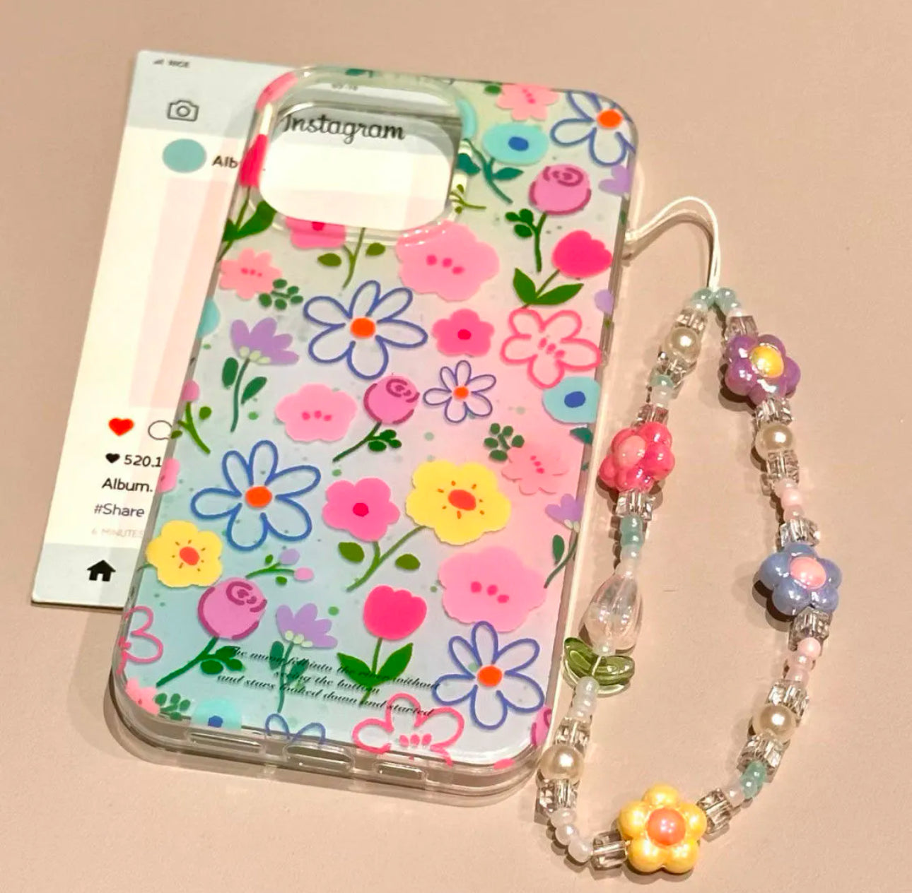3D Colorful Flower Case for iPhone no phone charm