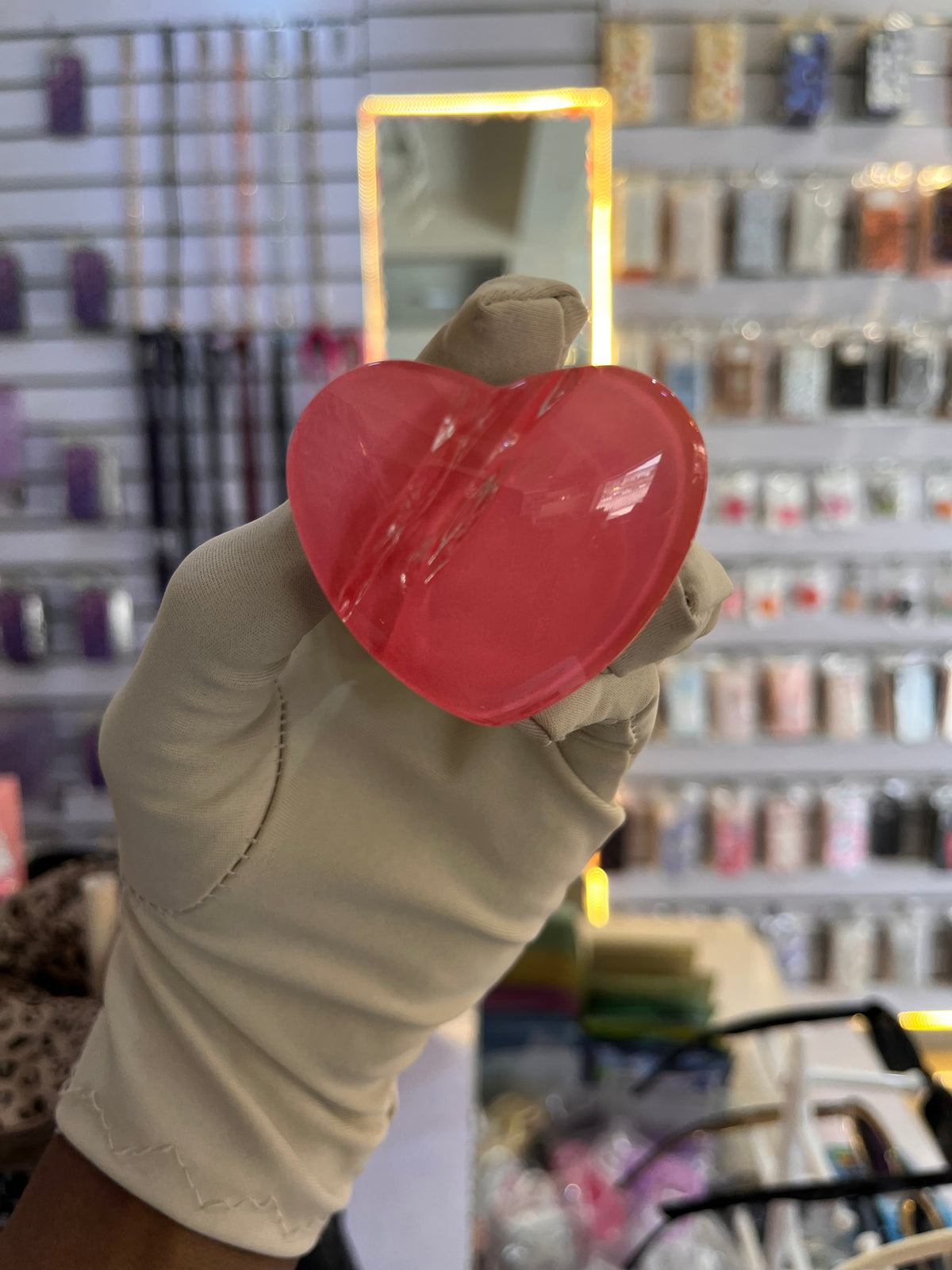 Solid color glass heart grip