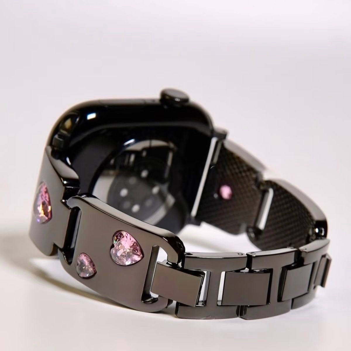 Heart Shaped pink diamond Heart Watch Band