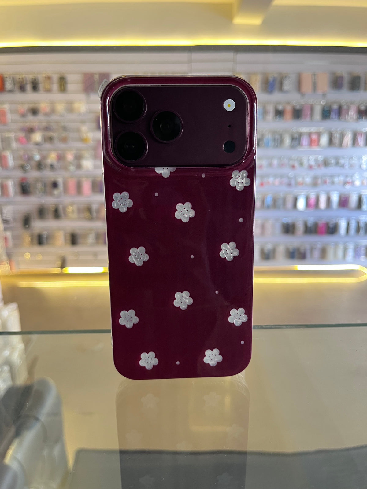 Burgundy floral Polka Dot Pattern Case For iphones