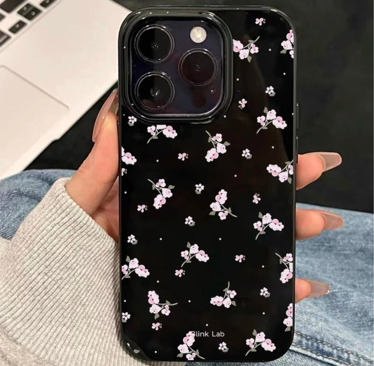 Pink floral jelly case For Iphones