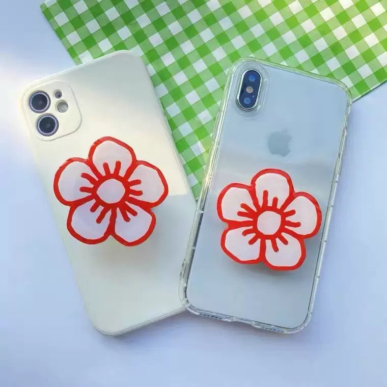 Red flower phone grip