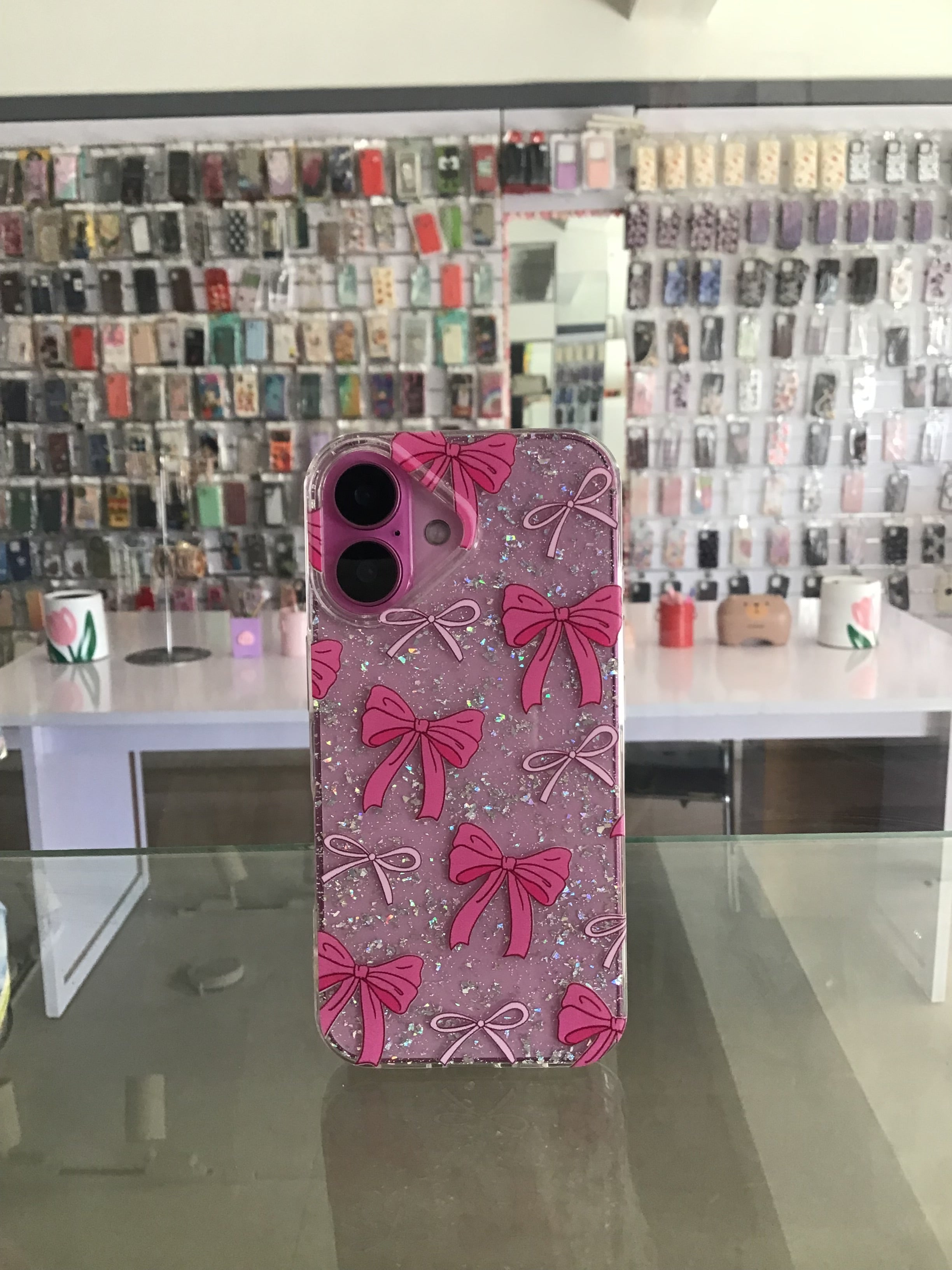Glitter Pink Ribbon Case