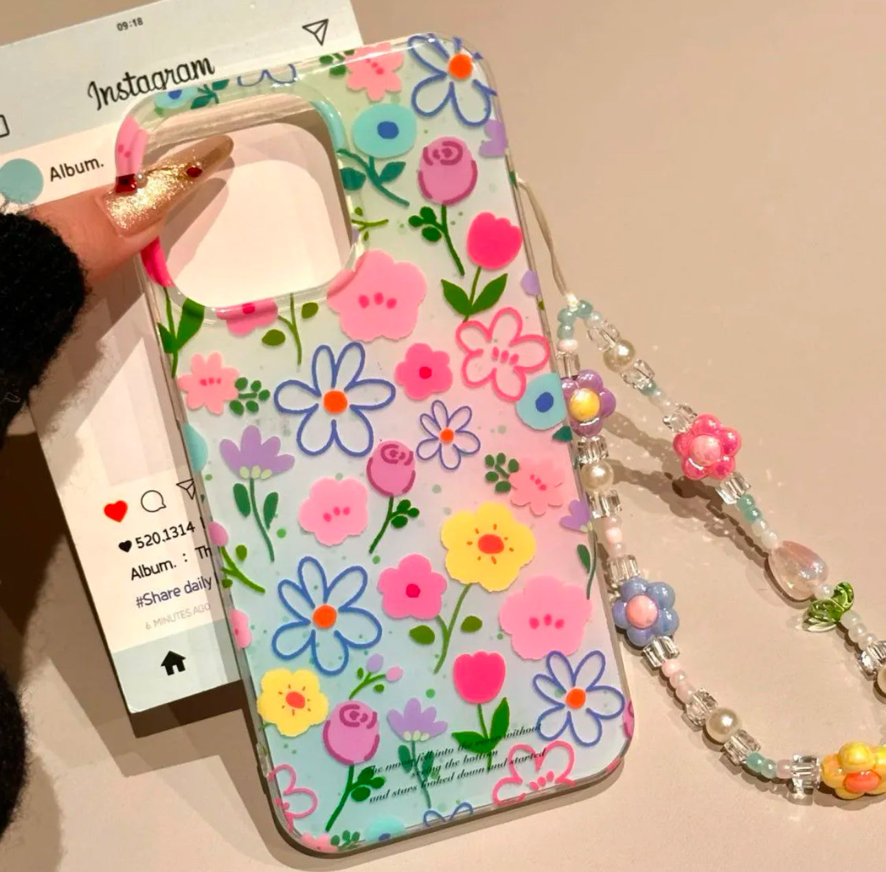 3D Colorful Flower Case for iPhone no phone charm