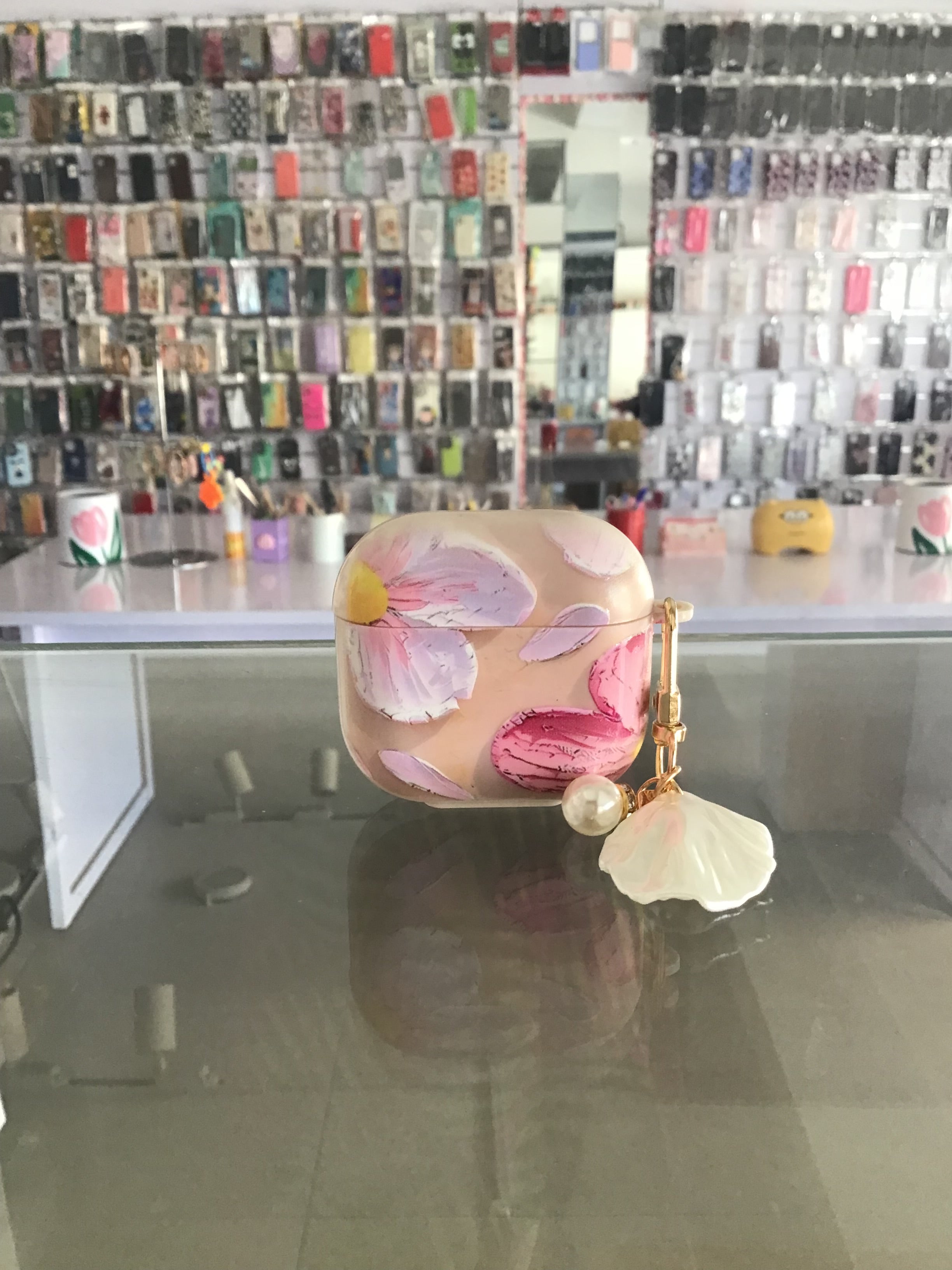 Floral Charm AirPods Case – Petals & Pearl Edition