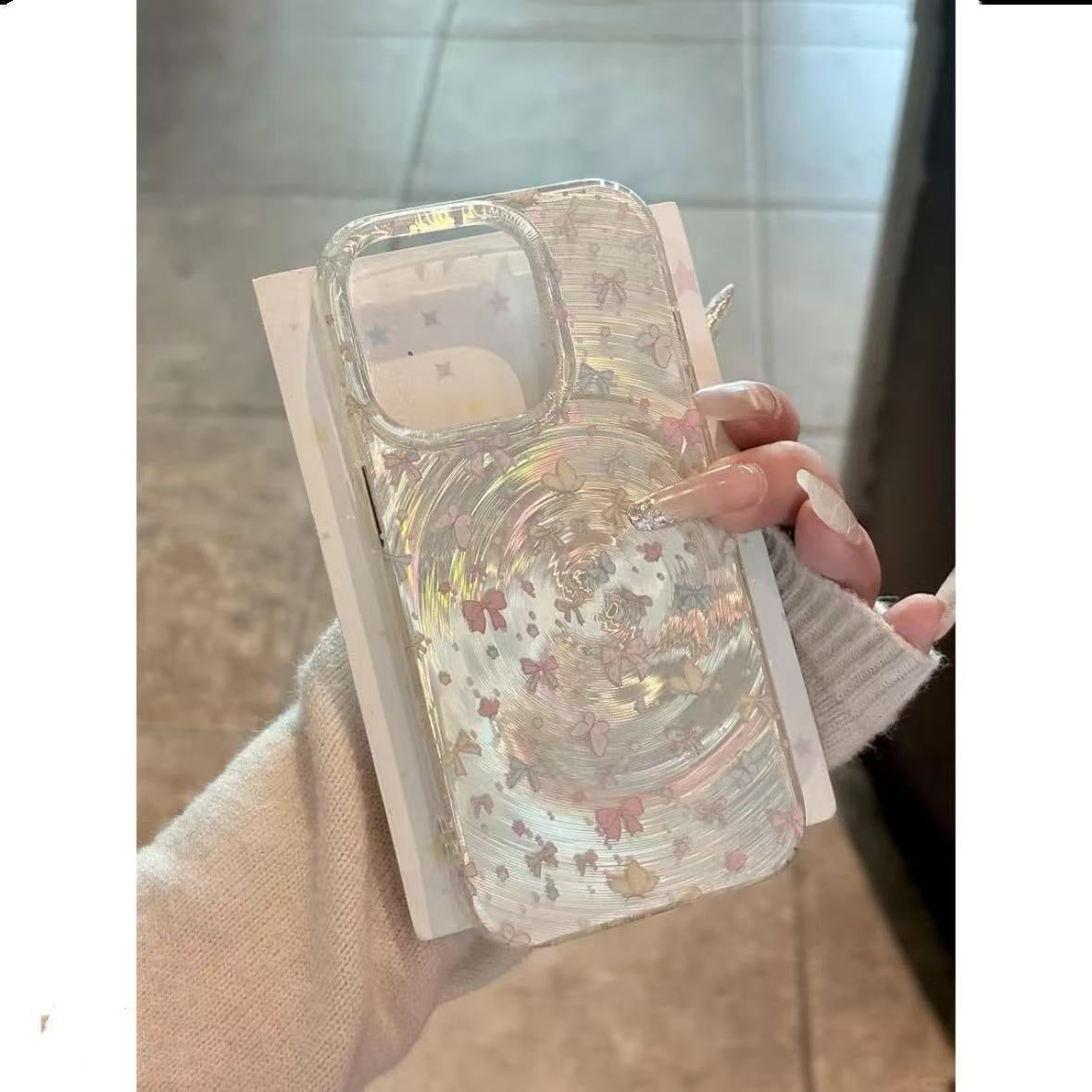 Pink Bow & Butterfly Swirl iPhone Case