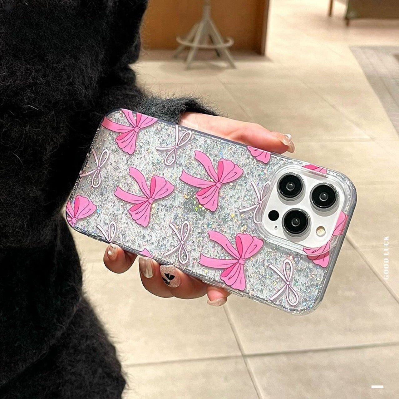 Pink Bow Glitter iPhone Case