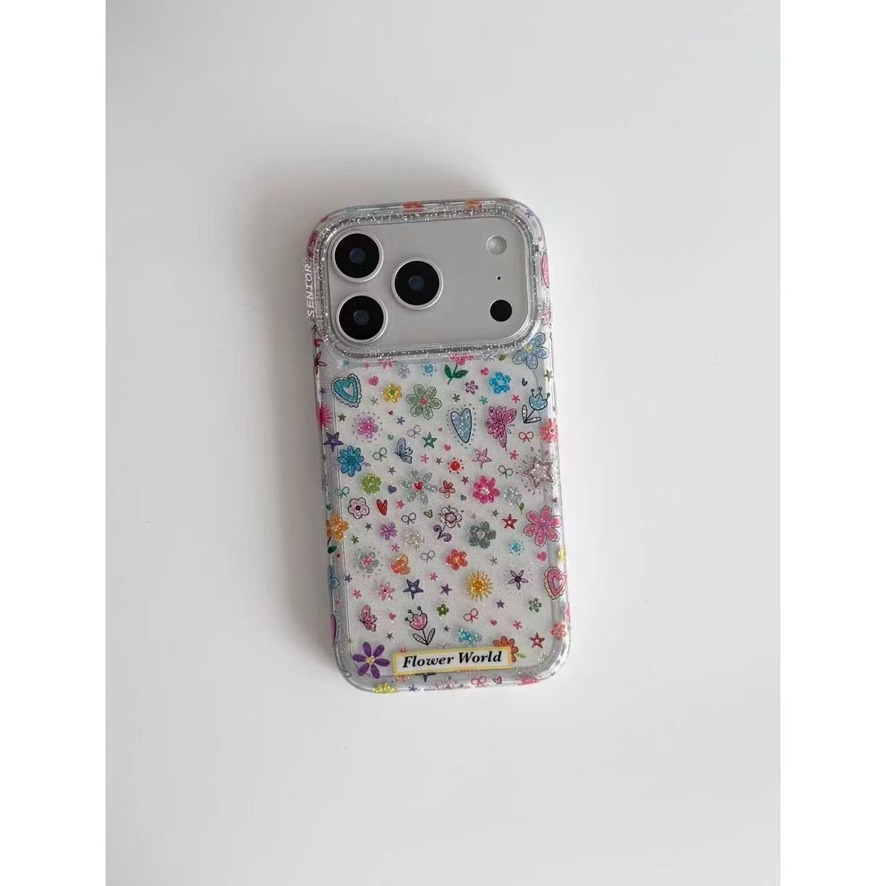 Glitter Colorful Flower Print Case