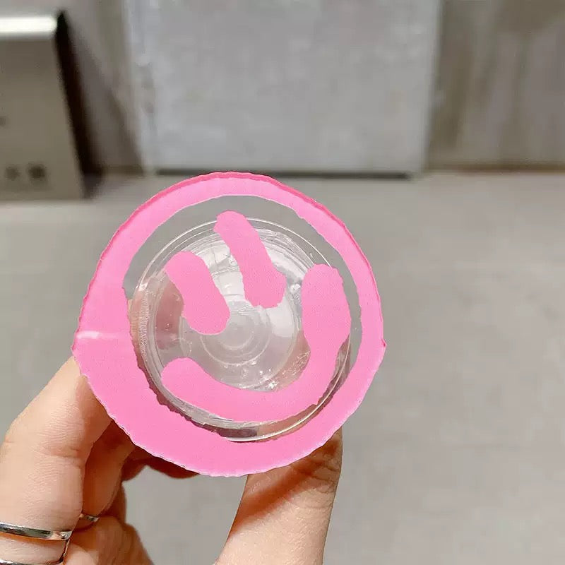 Acrylic Transparent Smiley Face Airbag Stand Phone Grip