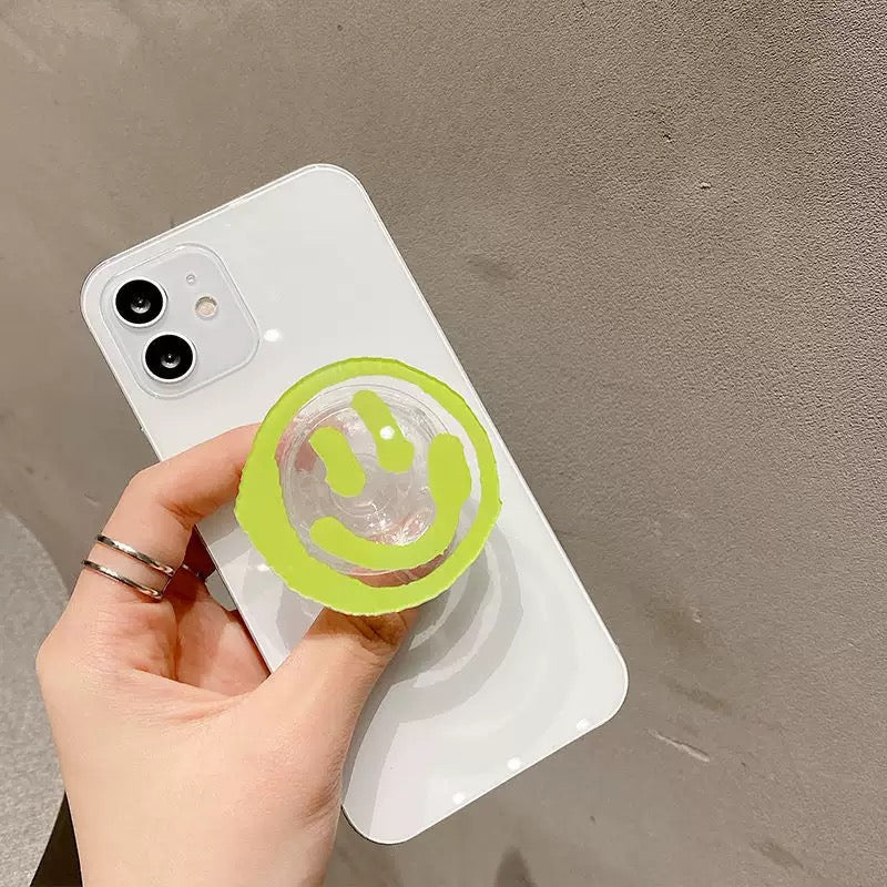 Acrylic Transparent Smiley Face Airbag Stand Phone Grip