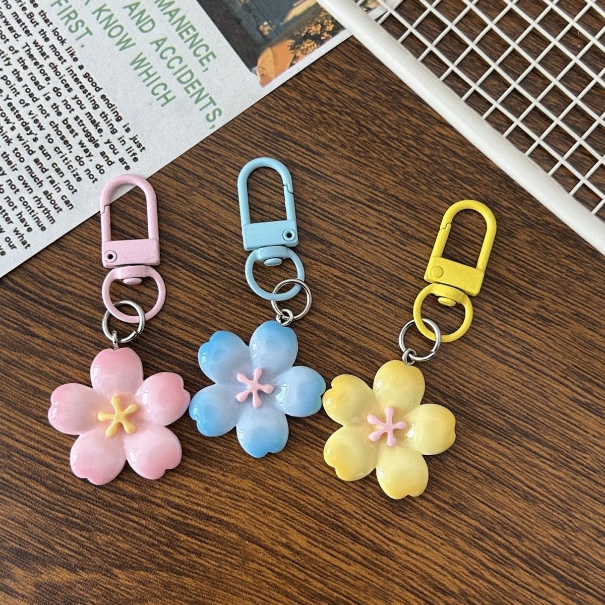 Solid Color Cherry Blossom Keychain