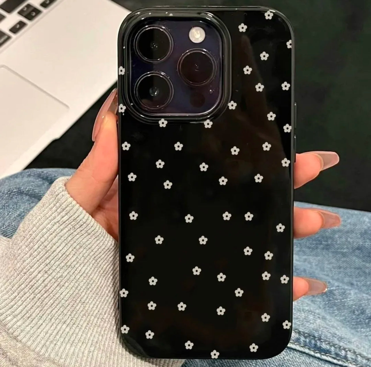 Black floral case For Iphones