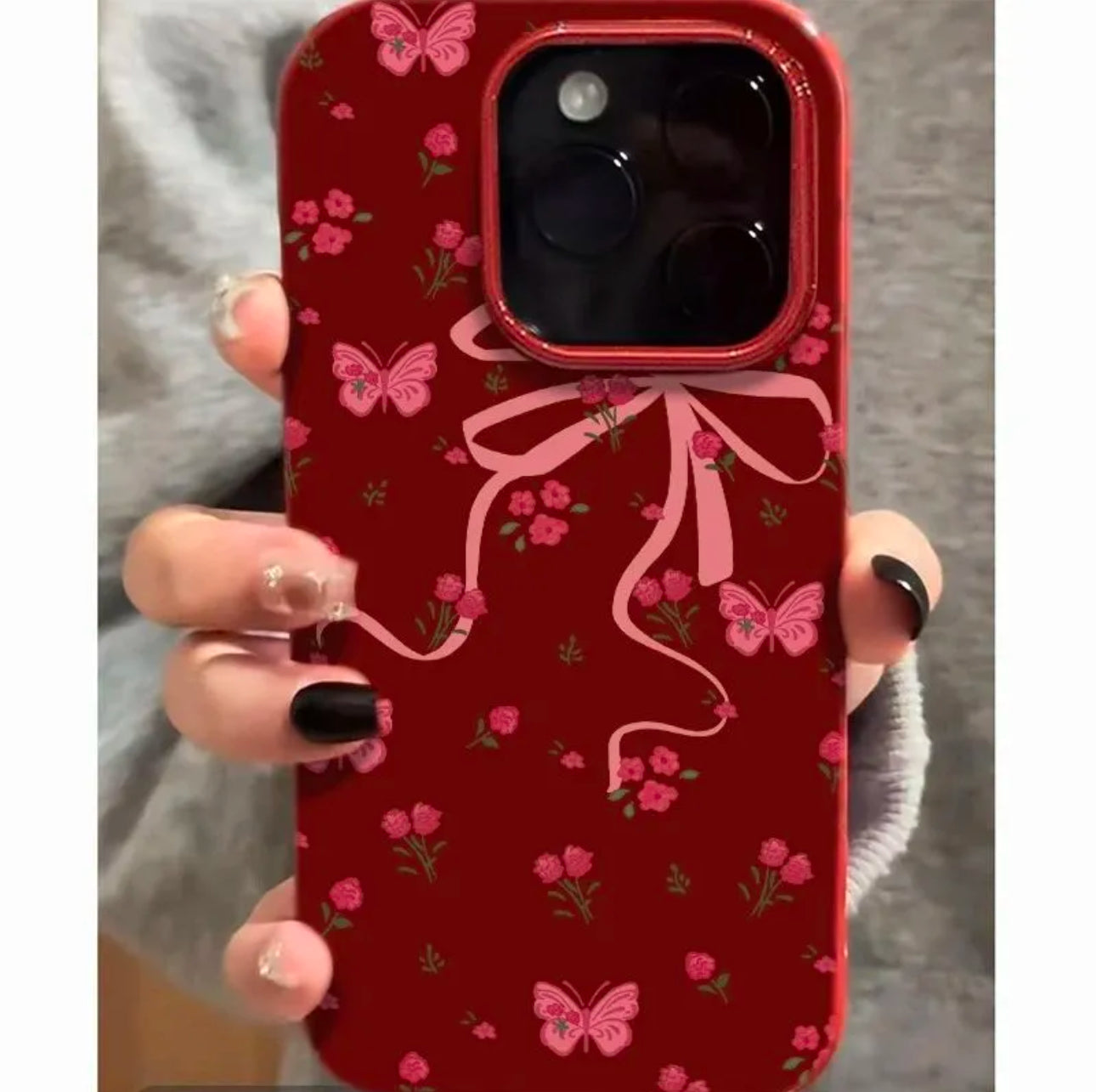 Pink Bow Red Case For Iphones