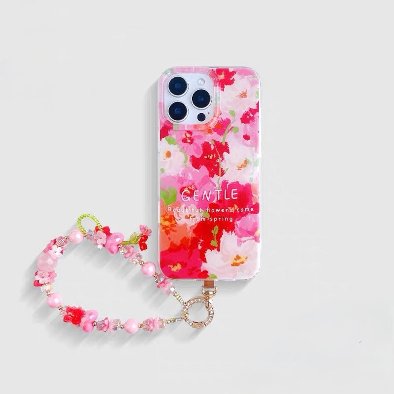 Floral Romance Case with Phone Charm