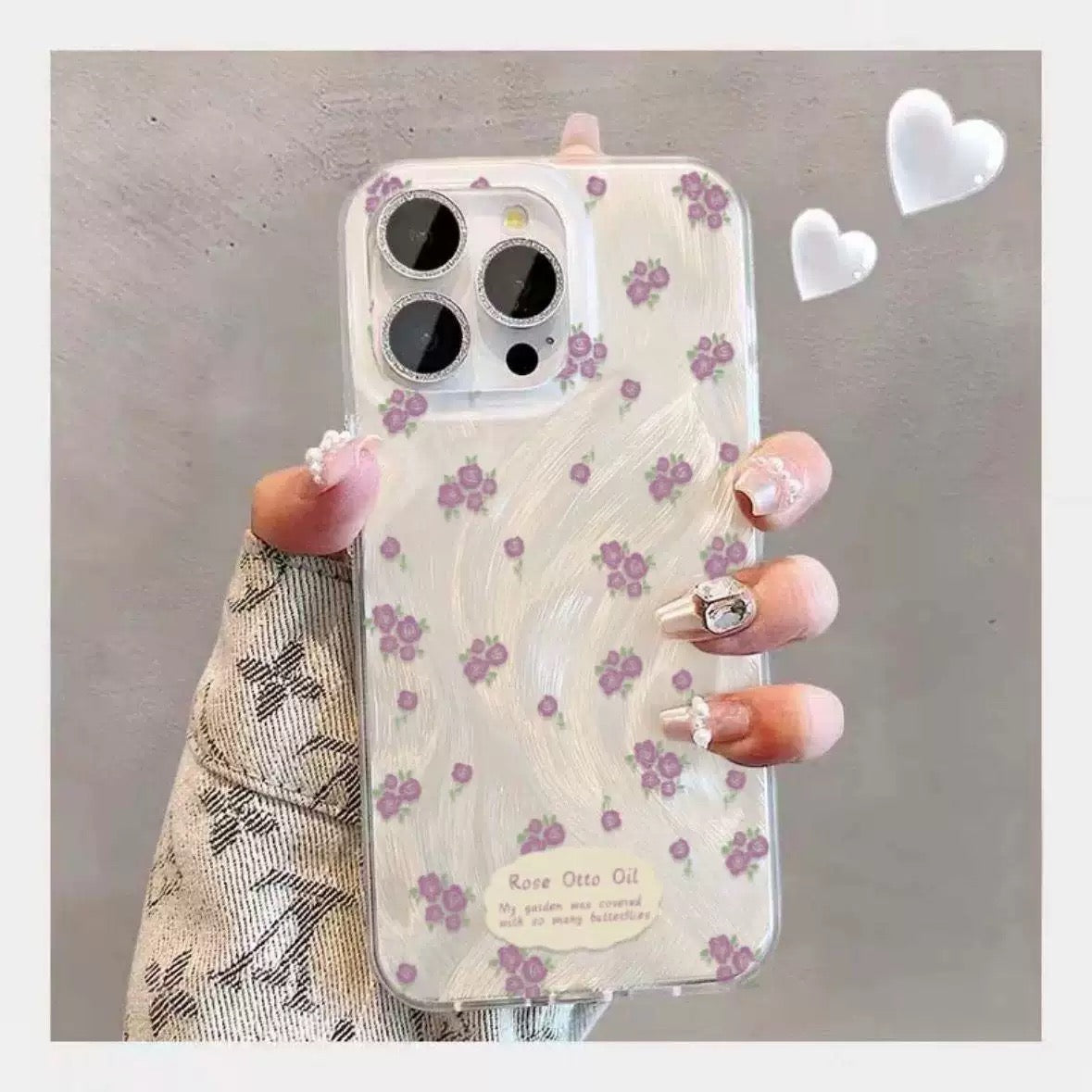 Purple floral design Case For IPhones