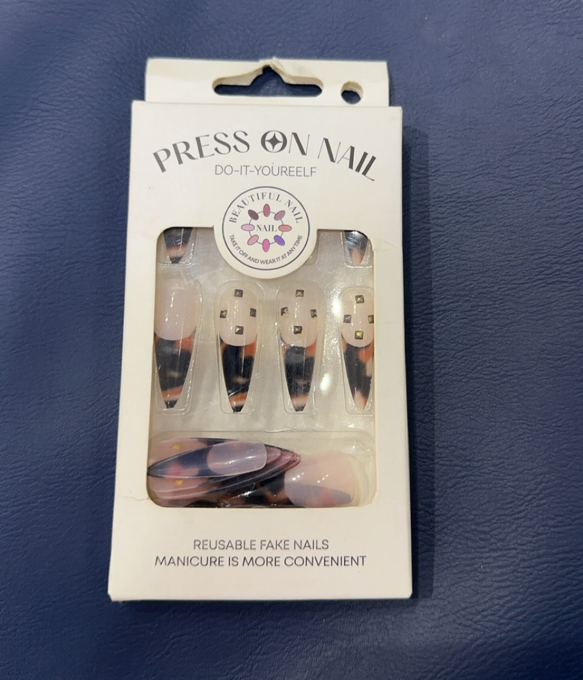 Black Nude Stone Press On Nails