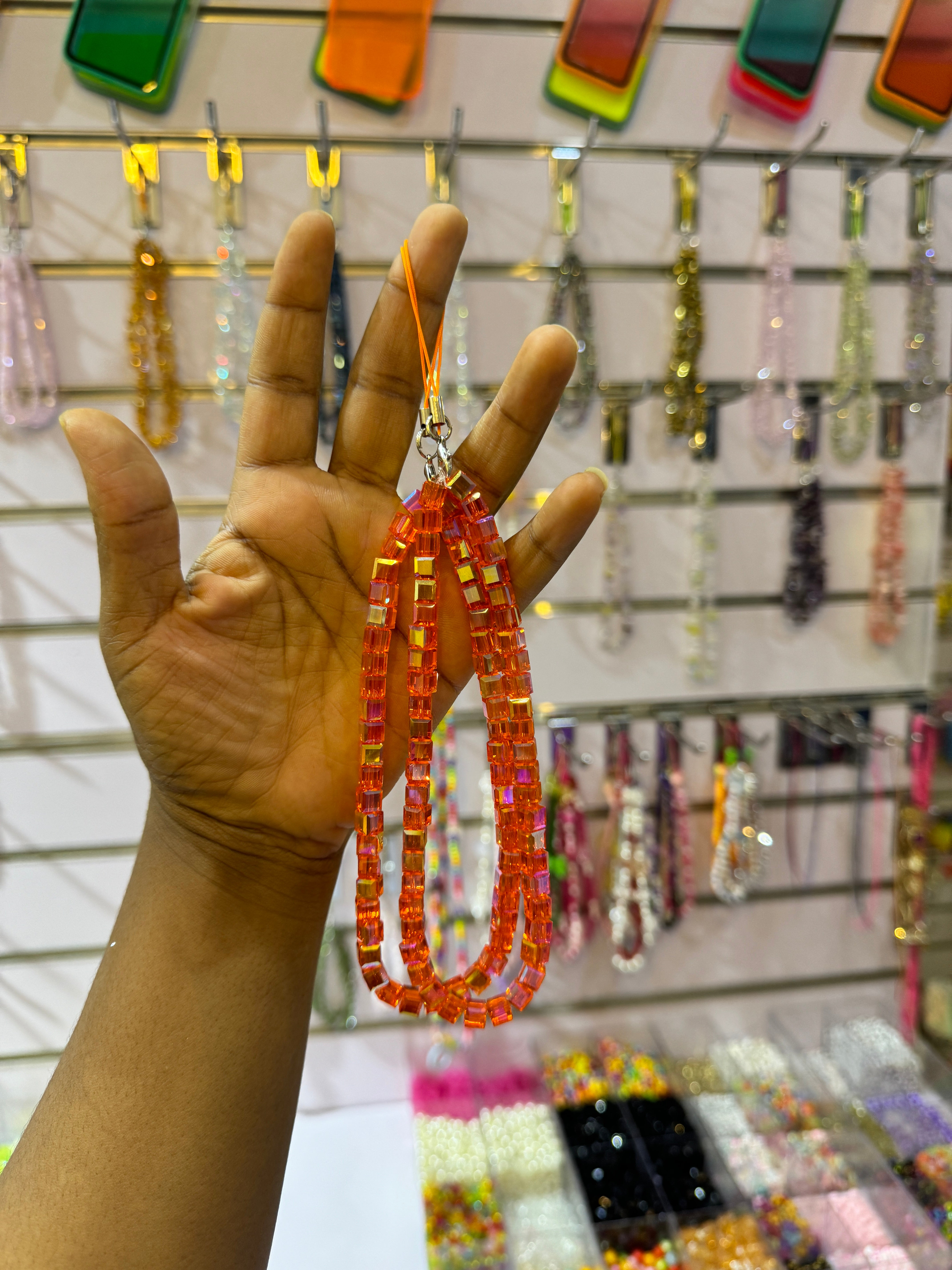 Orange  crystal Phone Charms