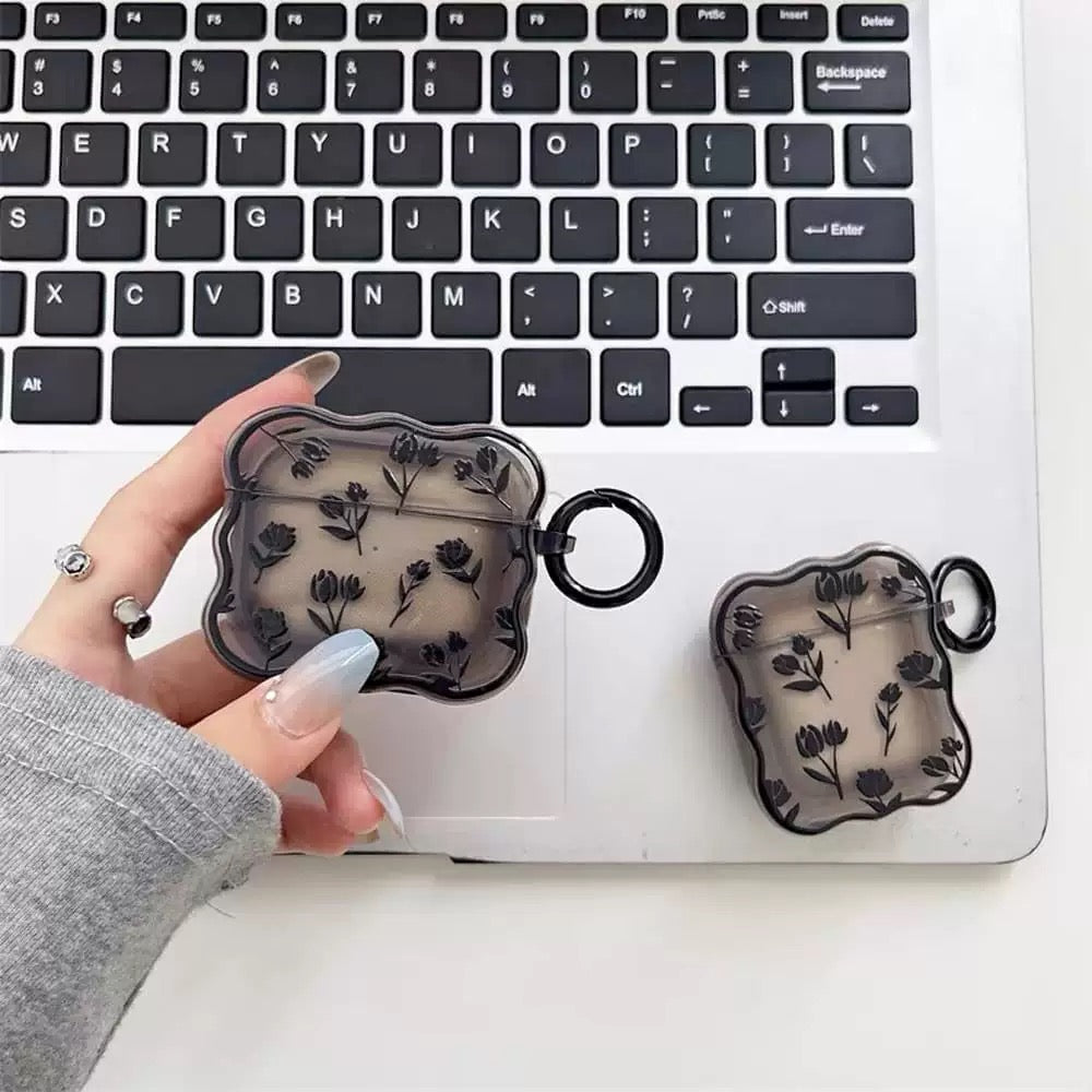 Black floral Airpods  Case