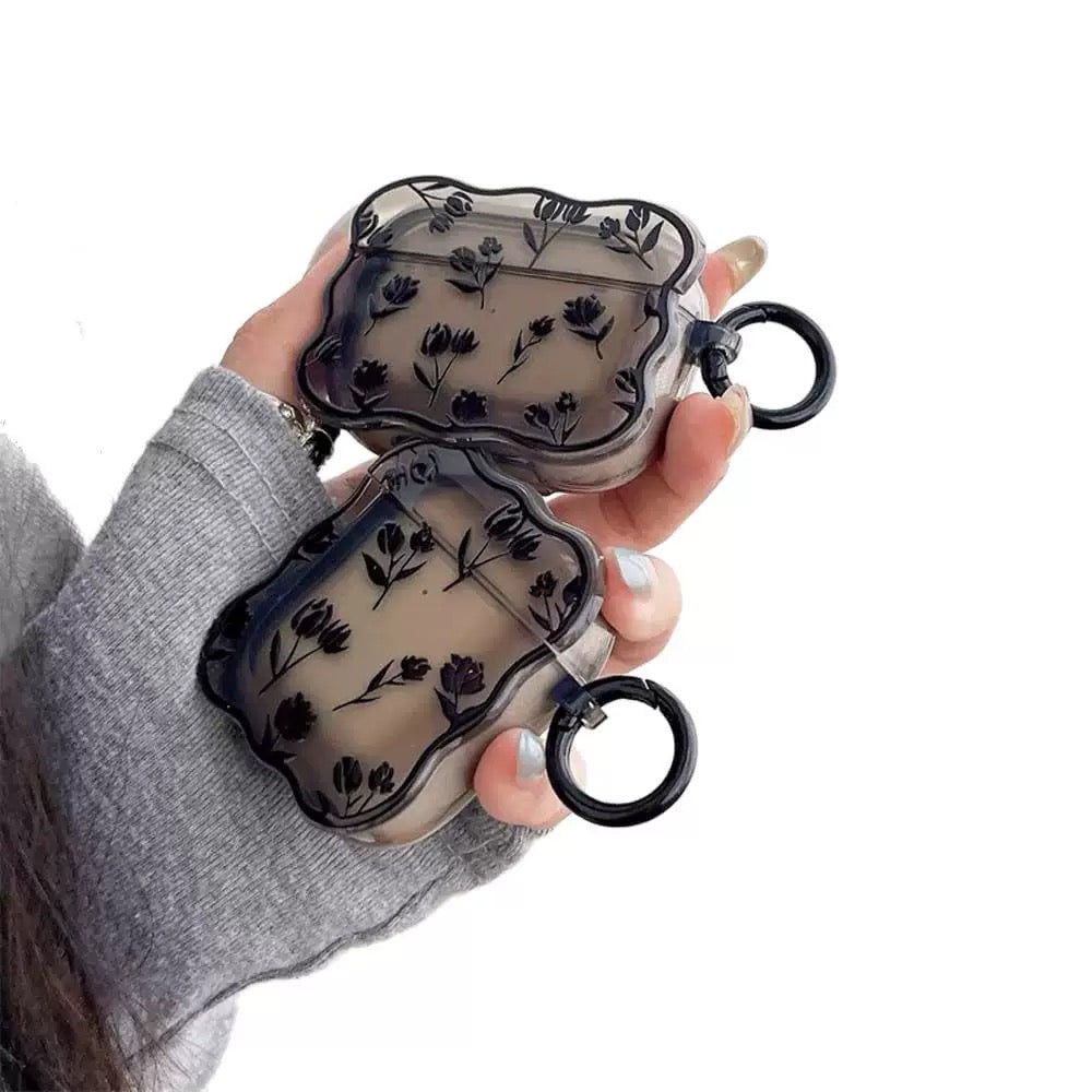 Black floral Airpods  Case