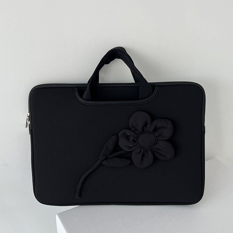 Chic & Functional Black Flower Laptop Bag 15-16 inches