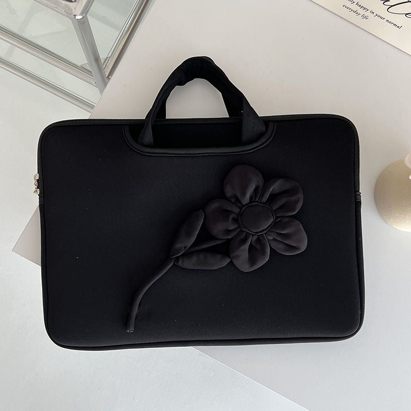 Chic & Functional Black Flower Laptop Bag 15-16 inches