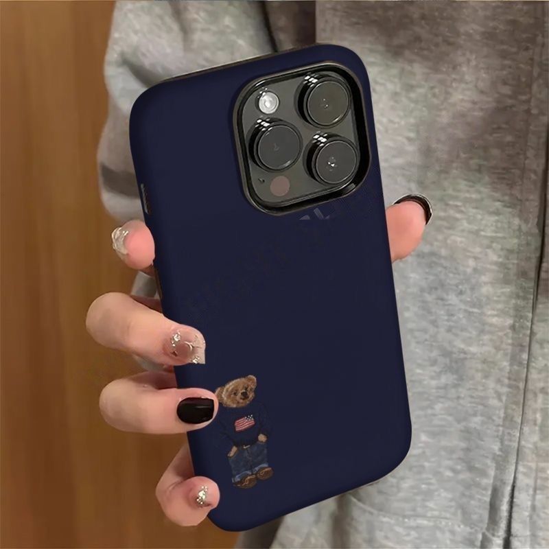 Navy teddy case for iPhones