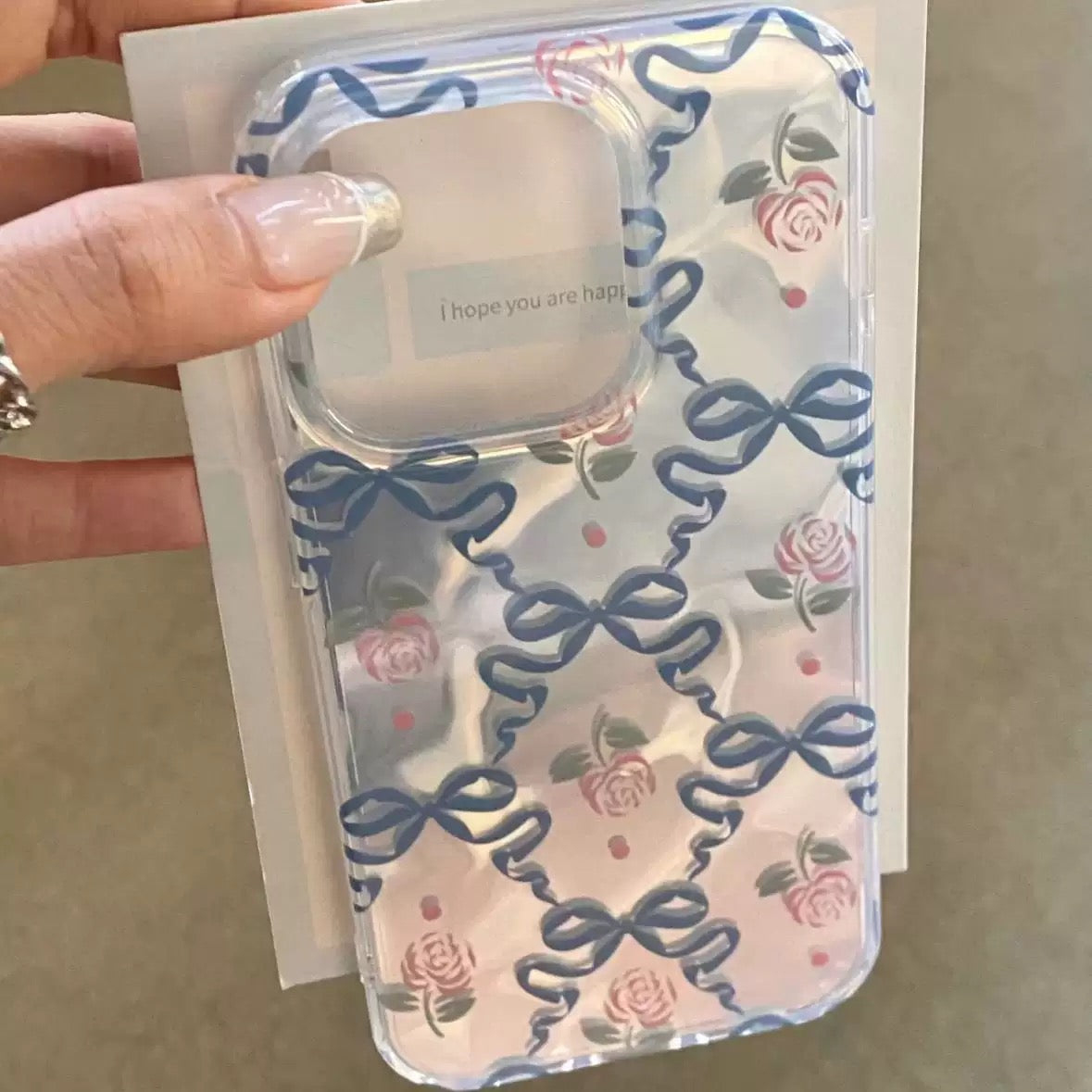 Blue Ribbon Floral iPhone Case