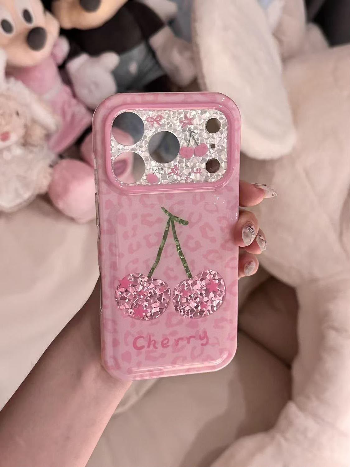 Sparkling leopard Cherry Case For iPhones