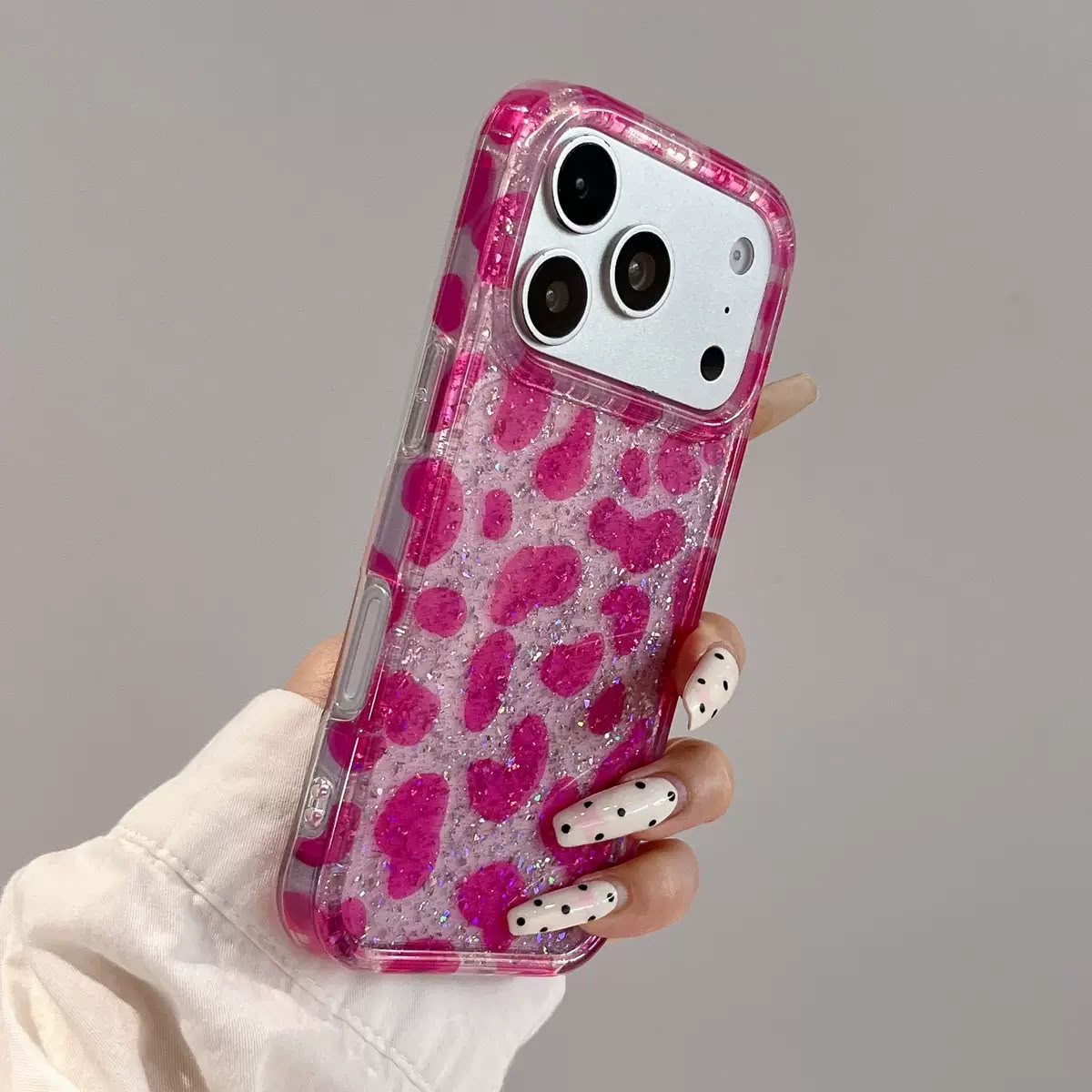 Glitter pink leopard case for iPhones