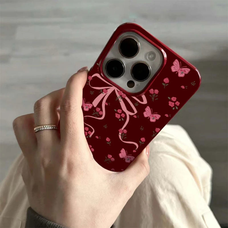 Pink Bow Red Case For Iphones