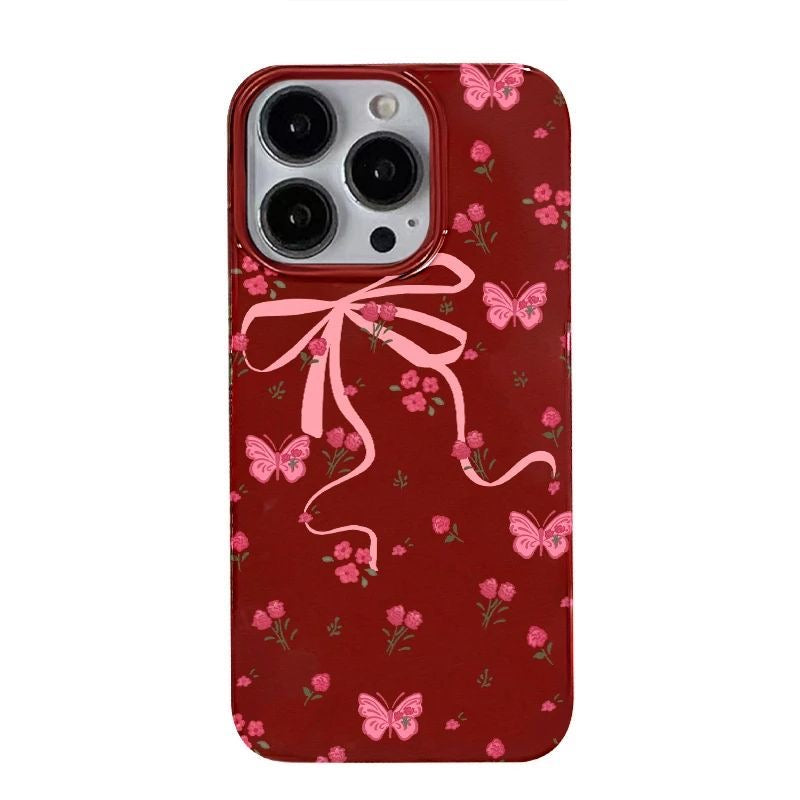 Pink Bow Red Case For Iphones