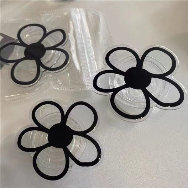 Black flower phone grip
