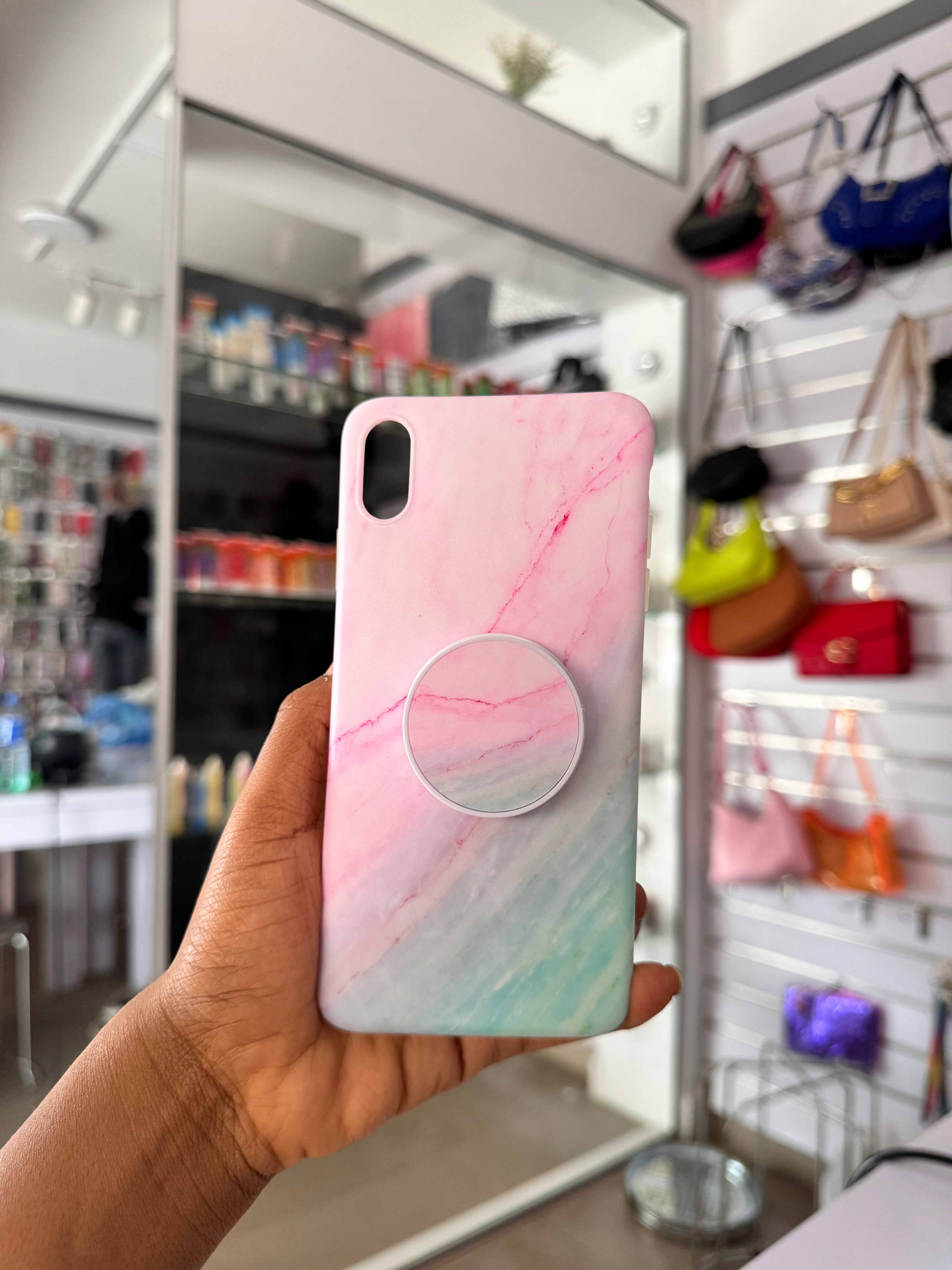 Pink marble case With Grip Case  For iPhone
