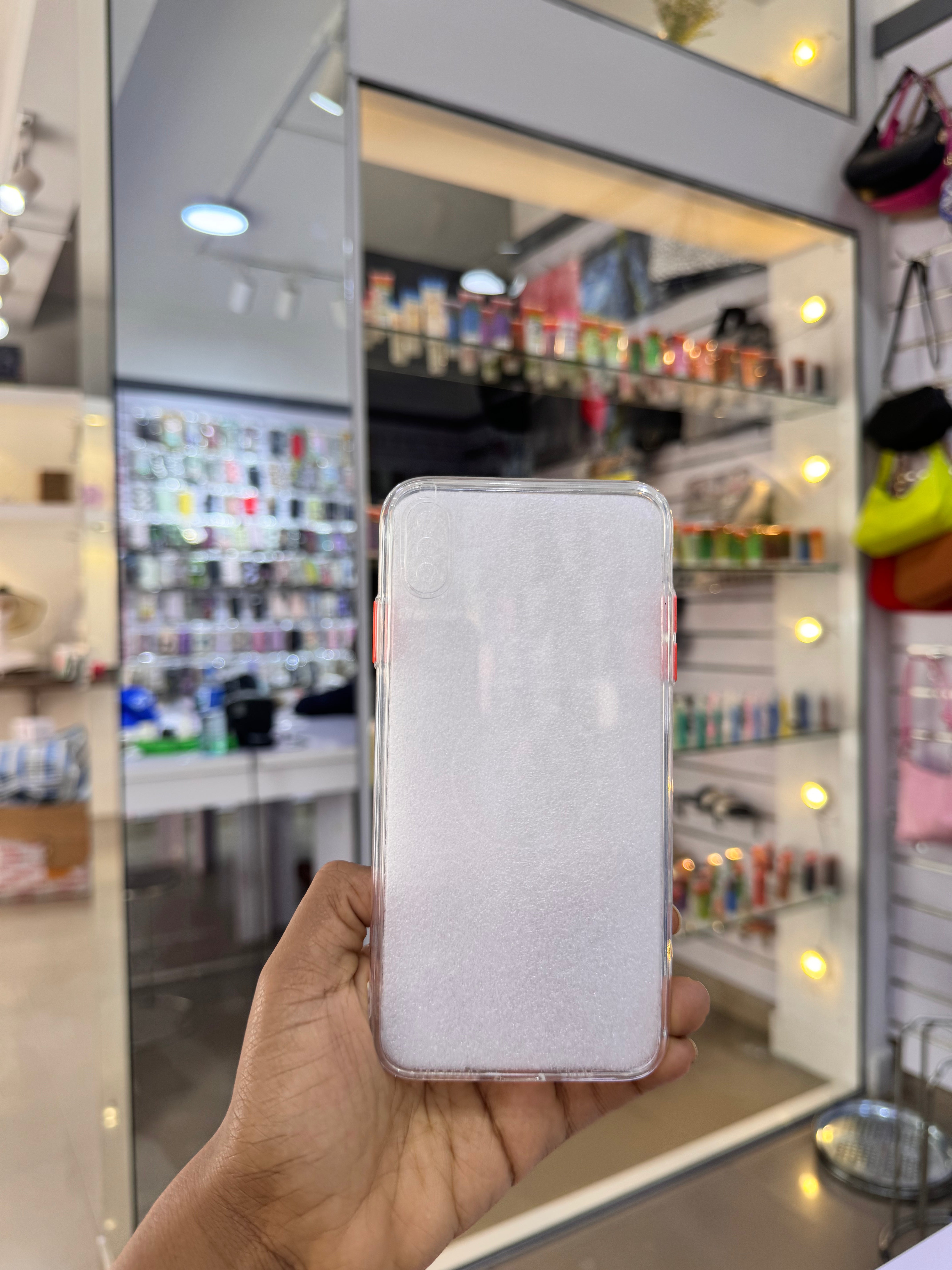 Clear Transparent Orange button side Case For IPhone