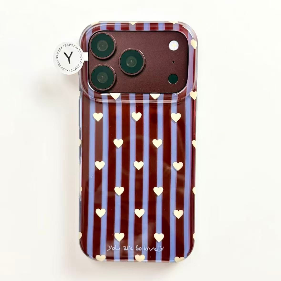 Vertical Striped Flat-Laid Heart Pattern Case For iphones