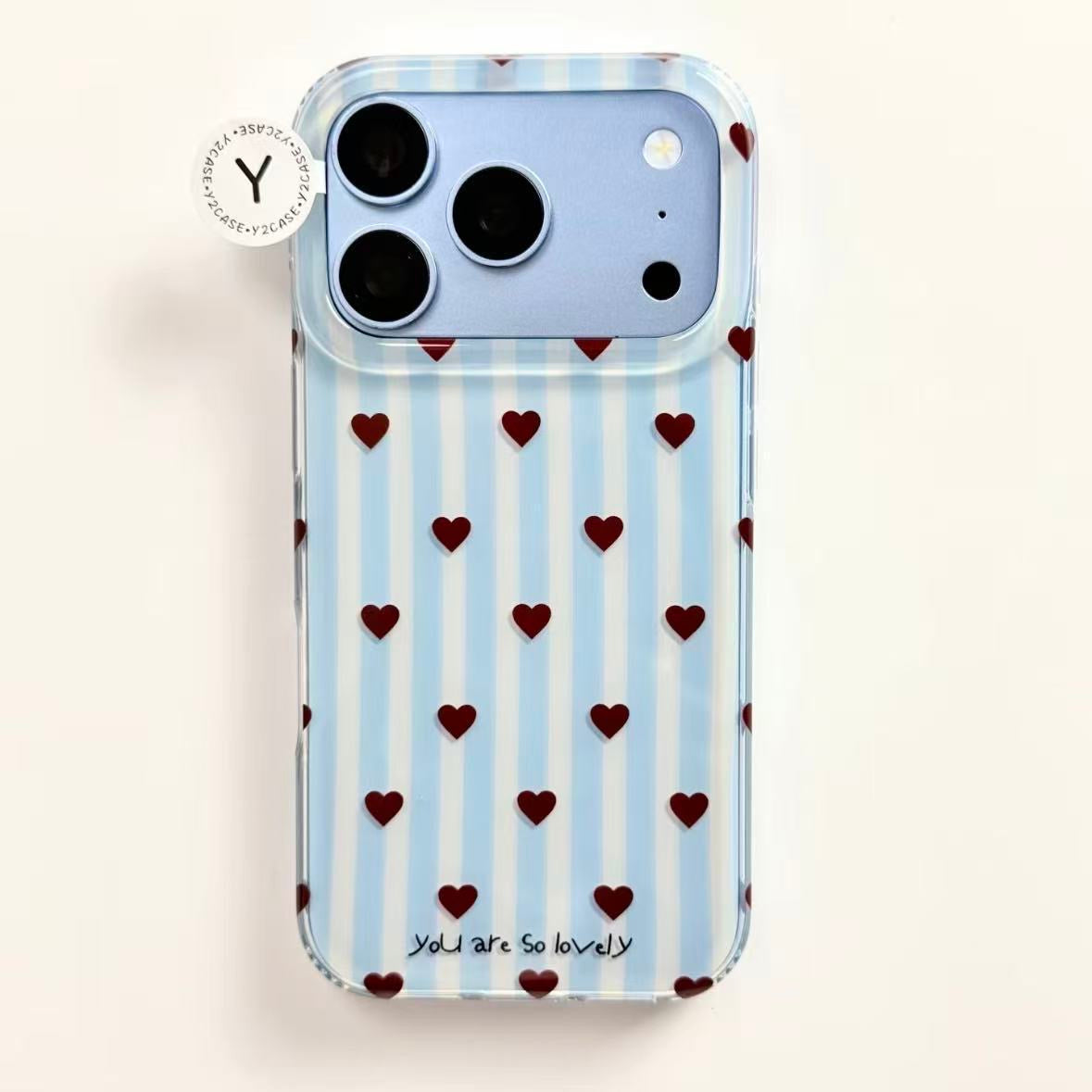 Vertical Striped Flat-Laid Heart Pattern Case For iphones