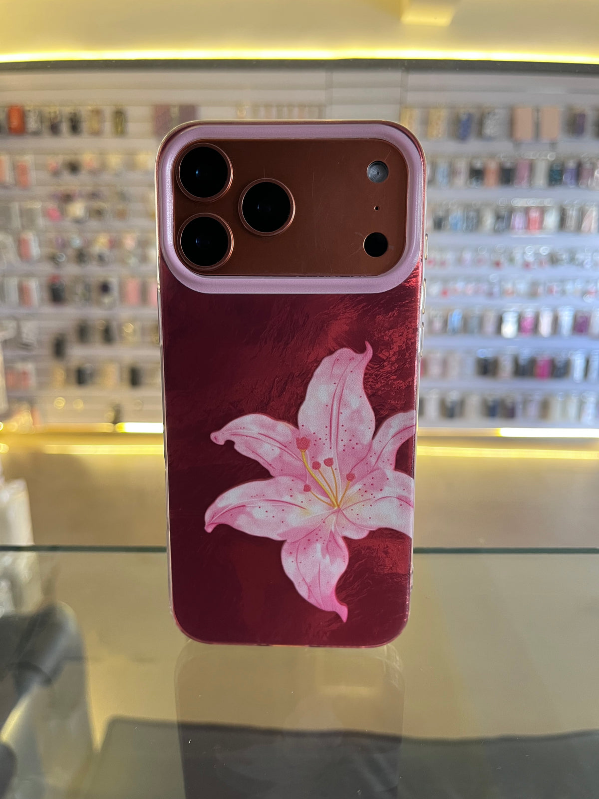 Laser Retro Red Lily Flower Case For iphones