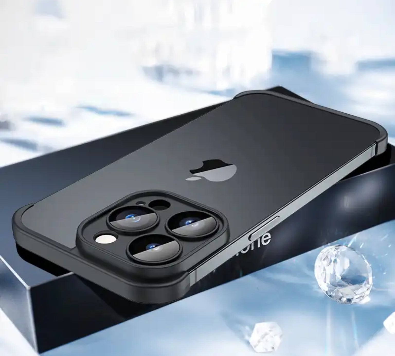 Frameless Black  Bumper Camera Protection Case For iPhones