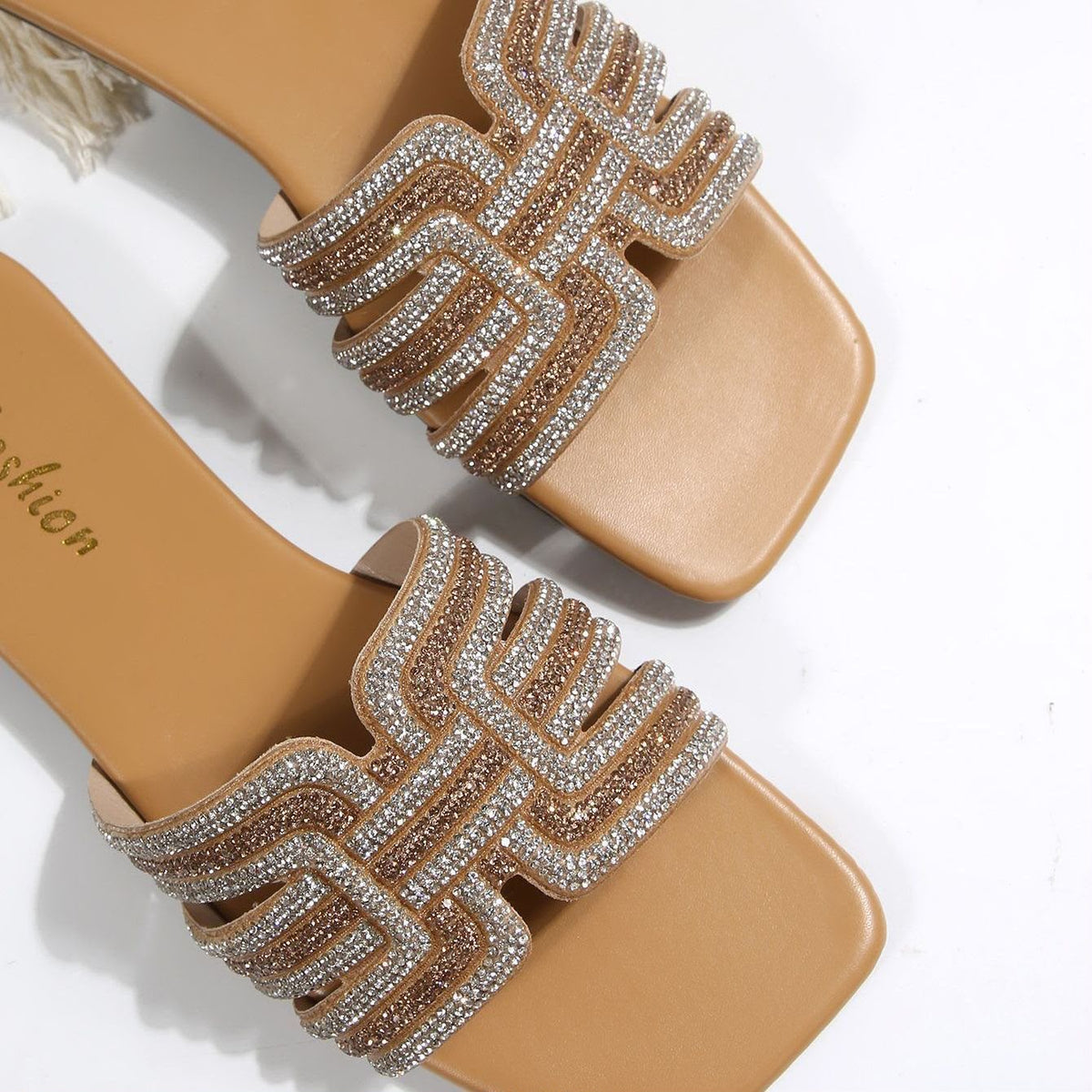 Rhinestone H slide Sandals