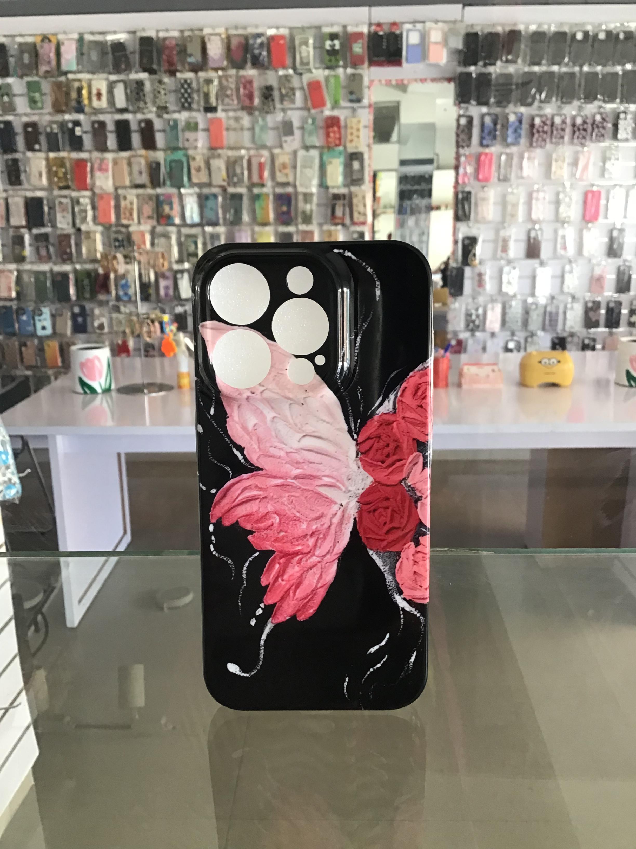 Pink Butterfly & Rose iPhone Case – Bold & Elegant